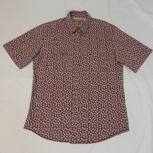 Wrangler Retro Pearl Snap Western Shirt Men Medium Burgundy Paisley Short Sleeve